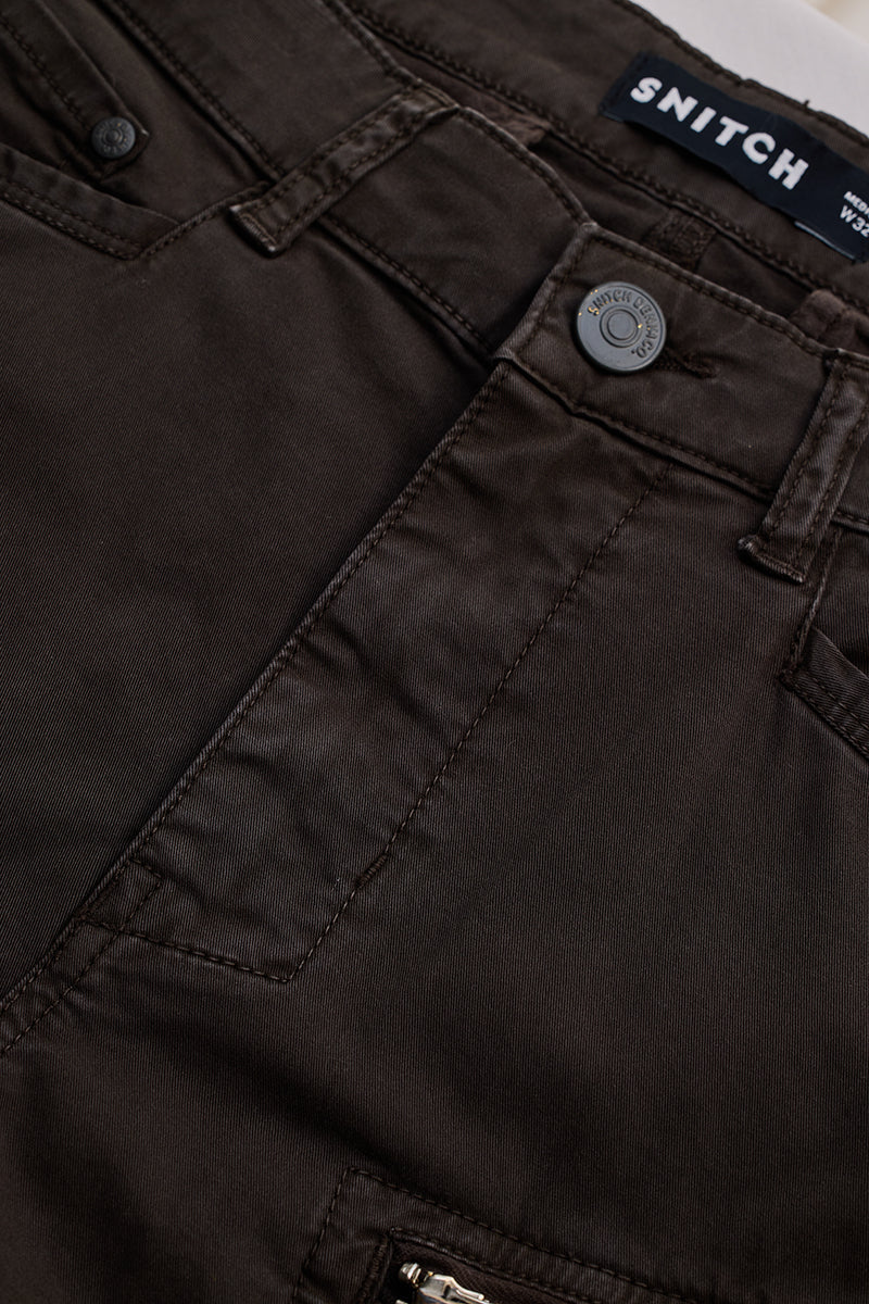 Dark Brown Relaxed Fit Cargo Pants