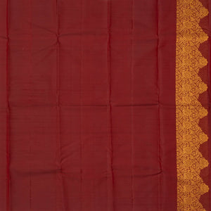 Maroon Handloom Kanchipuram Silk Saree With Floral Motifs