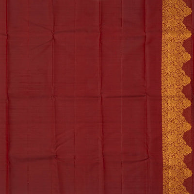Maroon Handloom Kanchipuram Silk Saree With Floral Motifs