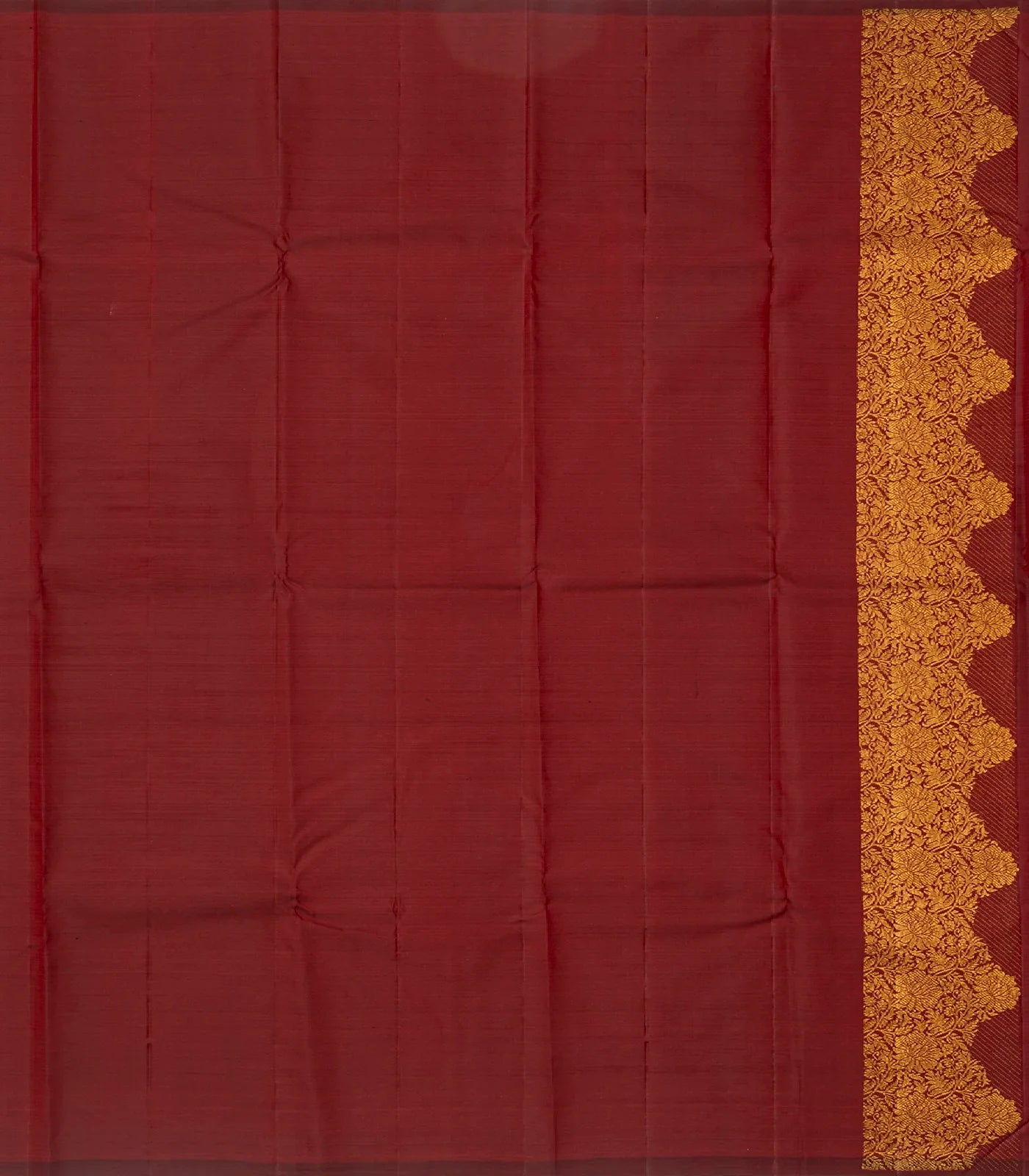 Maroon Handloom Kanchipuram Silk Saree With Floral Motifs