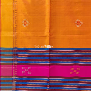 Mustard Orange Rani Handwoven Bishnupuri Silk Saree