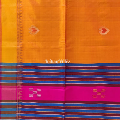 Mustard Orange Rani Handwoven Bishnupuri Silk Saree