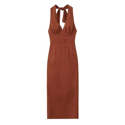 Harry Bodycon Midi Dress in Brown