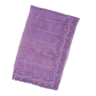 Lavender Woven Blended Viscose Saree With Embroidered Sequin Motifs