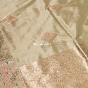 Mint Green Handwoven Banarasi Katan Silk Saree