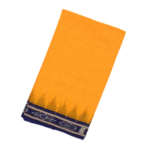 Mustard Handloom Orissa Cotton Saree With Purple Border