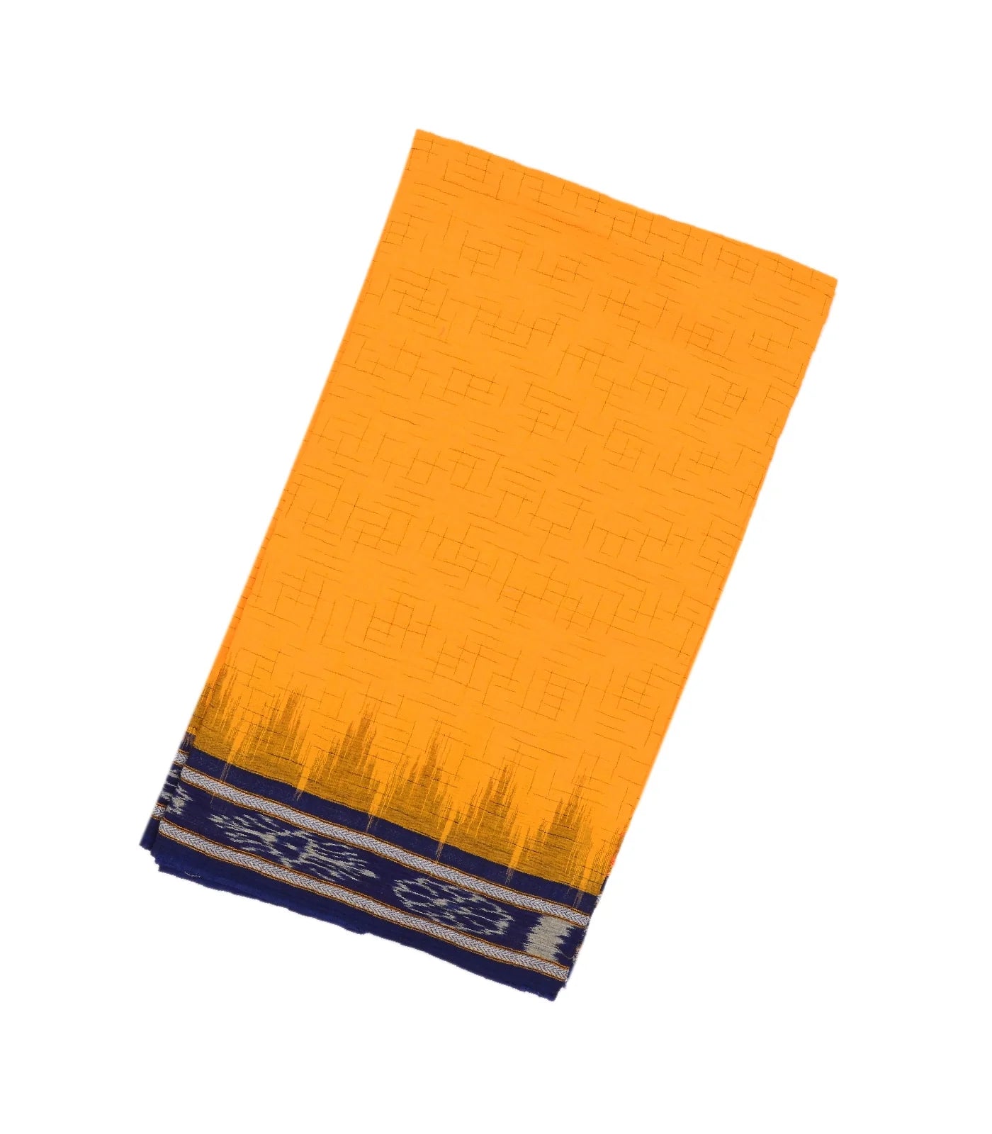 Mustard Handloom Orissa Cotton Saree With Purple Border