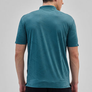 Teal Textured Stitchless Polo T-Shirt