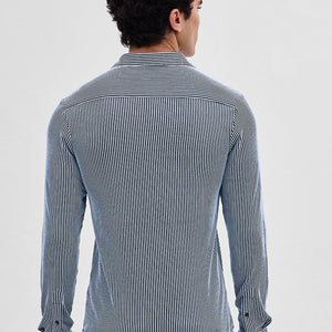 Black Stripes Slim Fit Stretch Shirt