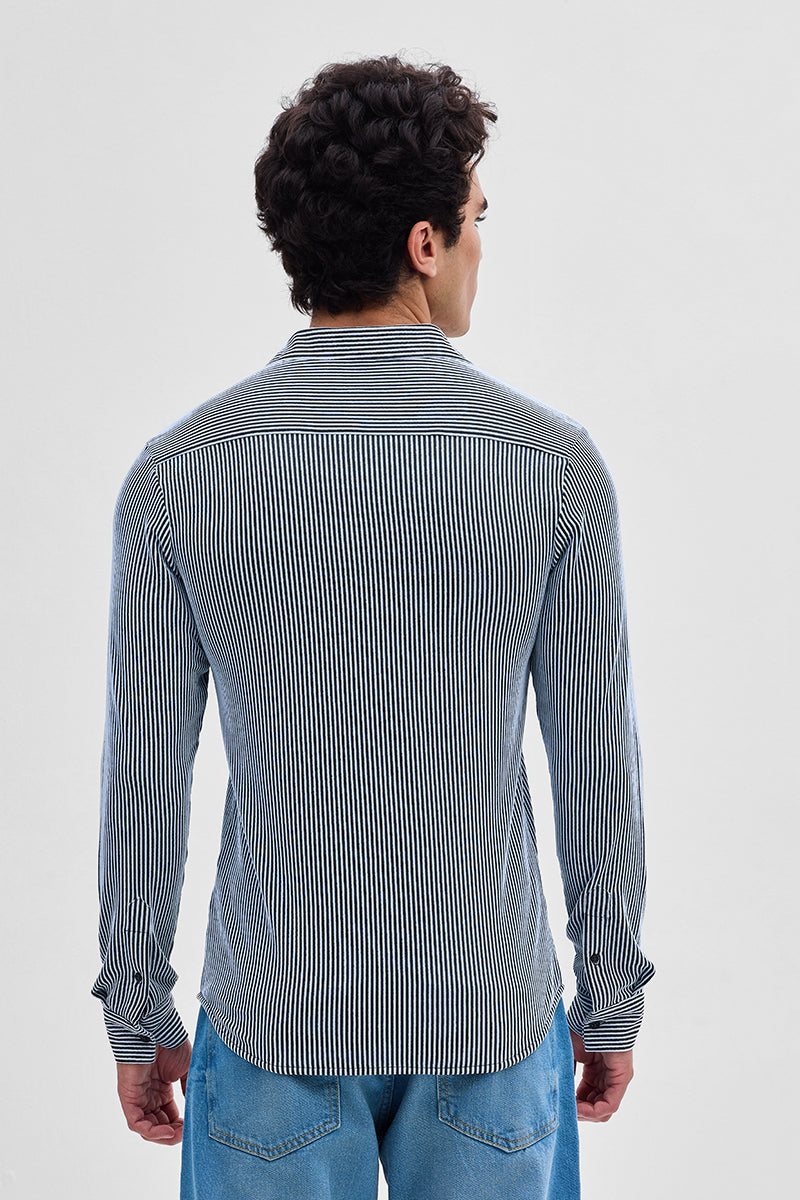Black Stripes Slim Fit Stretch Shirt