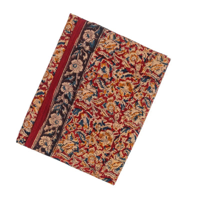 Crimson Woven Kalamkari Cotton Saree With Printed Motifs