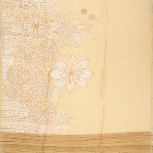 Sandal Handwoven Linen Saree Printed With Flower Motifs