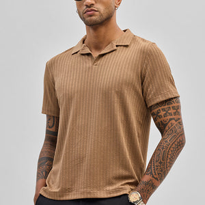 Light Brown Textured Cuban T-Shirt