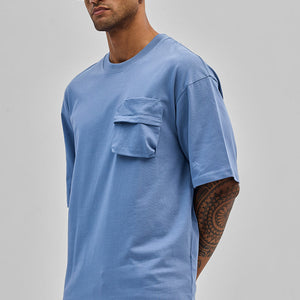 Blue Utility Pocket Oversized T-Shirt