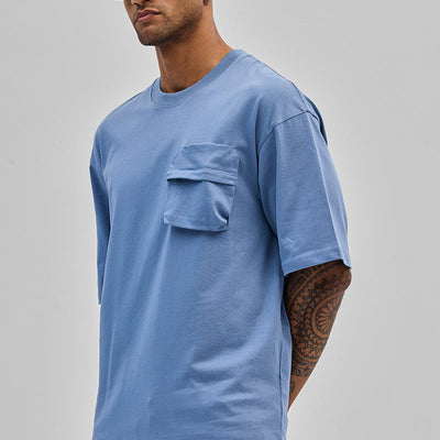 Blue Utility Pocket Oversized T-Shirt