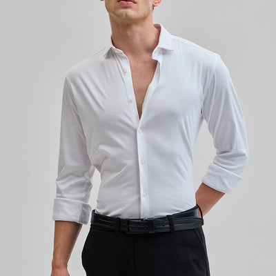 White Solid Stretch Shirt