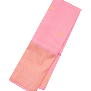 Bubblegum Pink Handloom Kanchipuram Silk Saree With Coin Buttas
