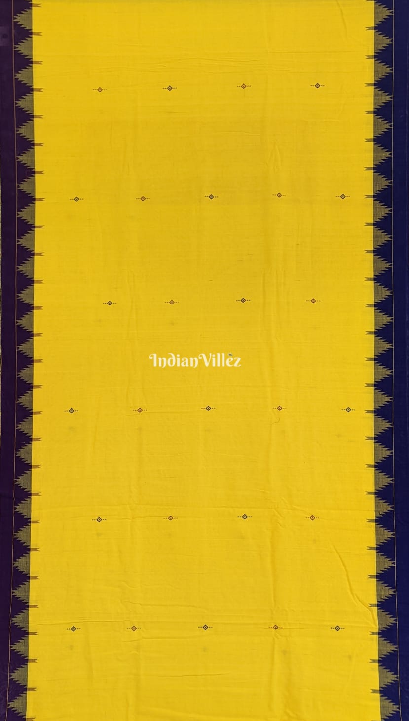 Yellow Odisha Handloom Natural Dye Kotpad Cotton Saree