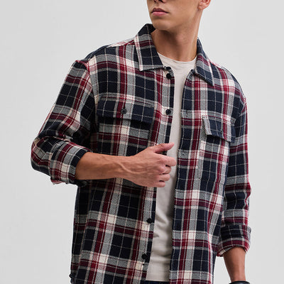 Black Double Pocket Flannel Overshirt