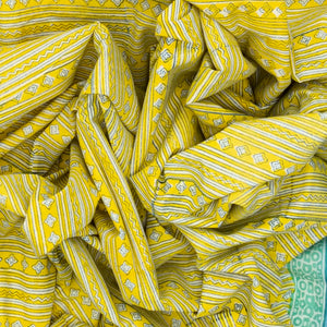 Yellow Woven Jaipur Cotton Saree Printed With Stripes