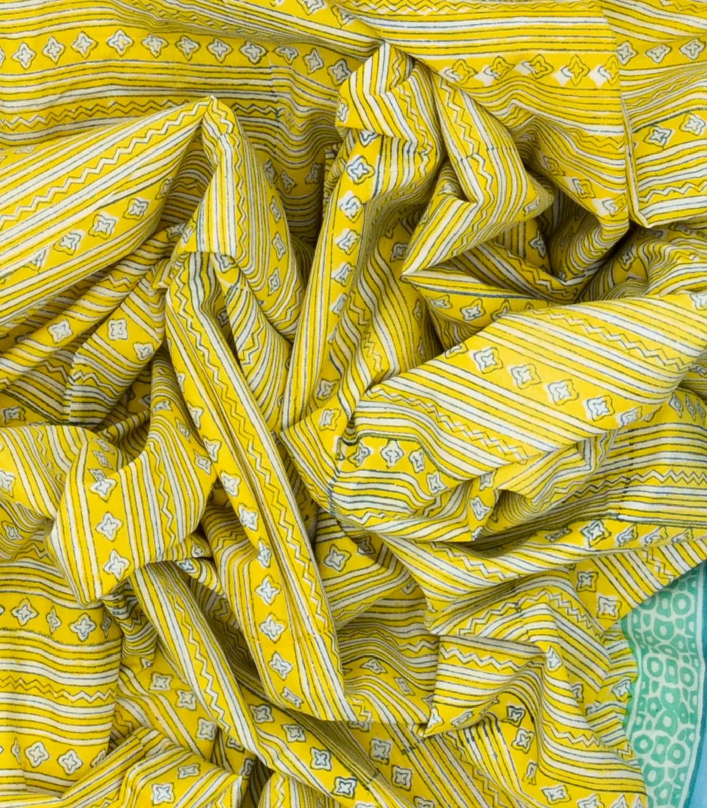 Yellow Woven Jaipur Cotton Saree Printed With Stripes