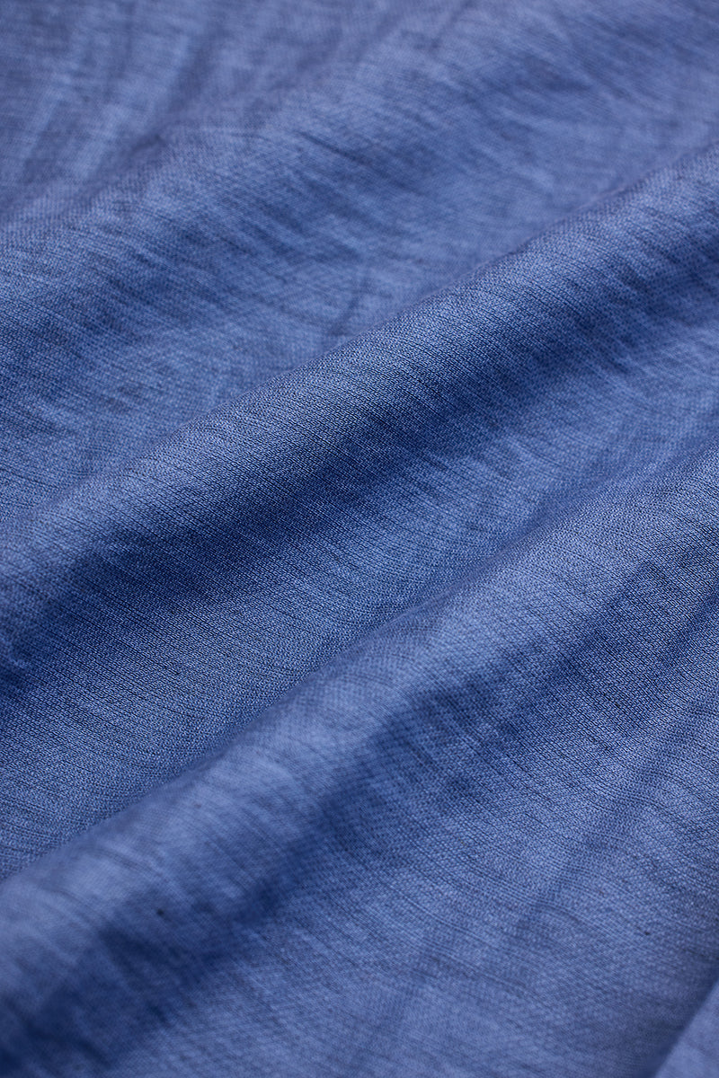 Blue Box Fit Linen Blend Shirt
