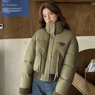 Kio Warm Parka Jacket In Army Green