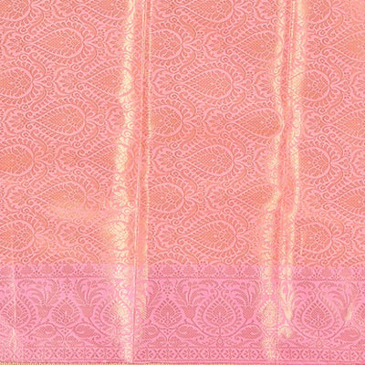 Yellow semi-banaras tissue silk saree with  contrast zari, fringe border & pallu of intricate design