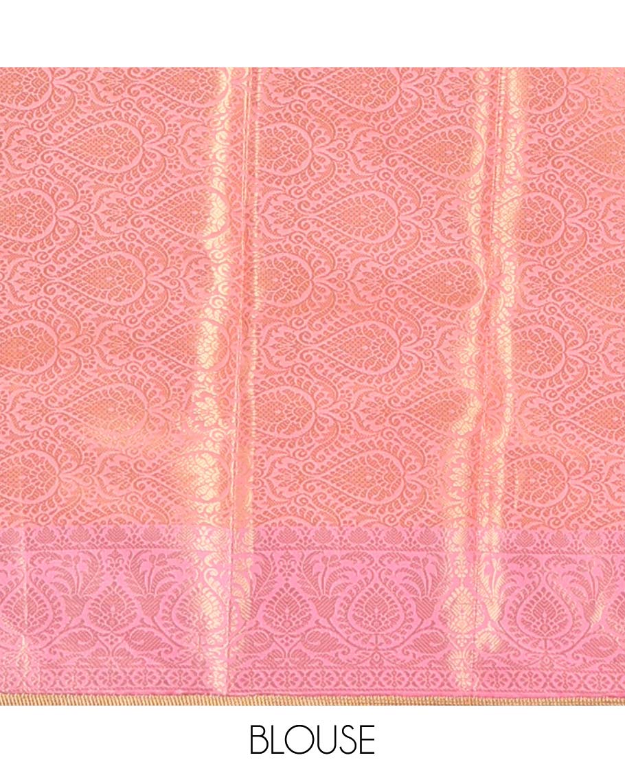Yellow semi-banaras tissue silk saree with  contrast zari, fringe border & pallu of intricate design