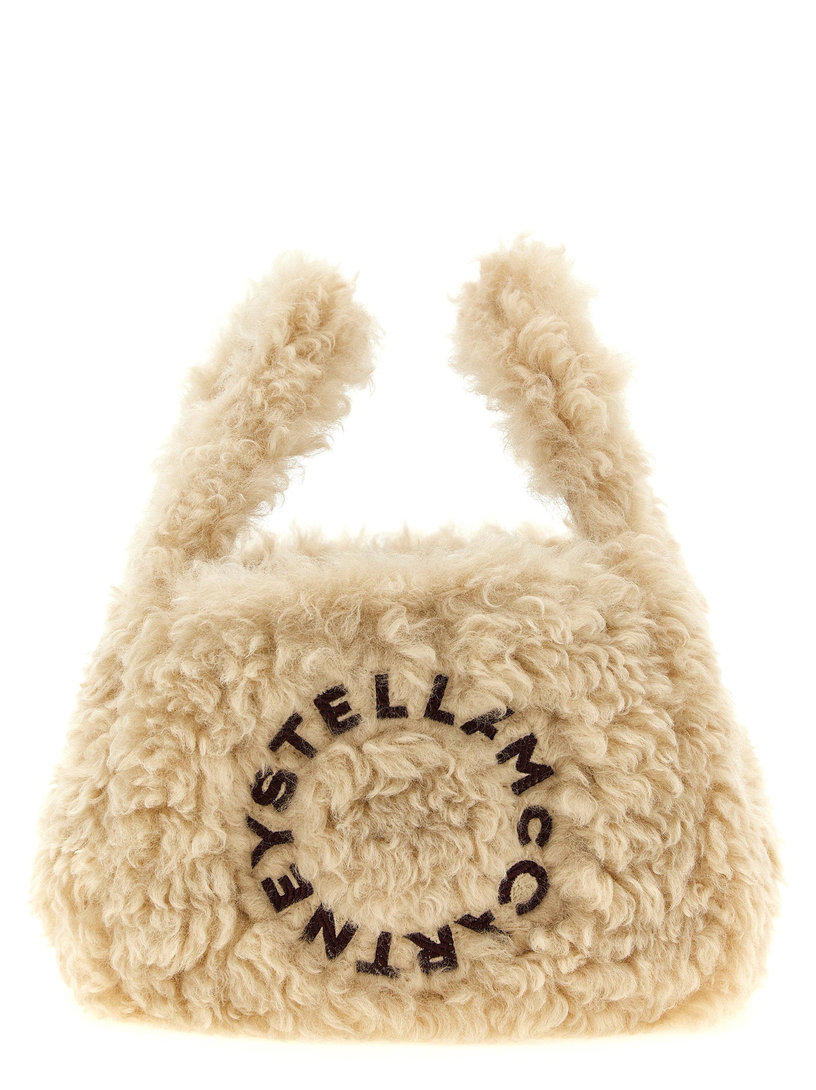 Stella Mccartney Shearling Logo Shoulder Bag