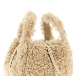 Stella Mccartney Shearling Logo Shoulder Bag