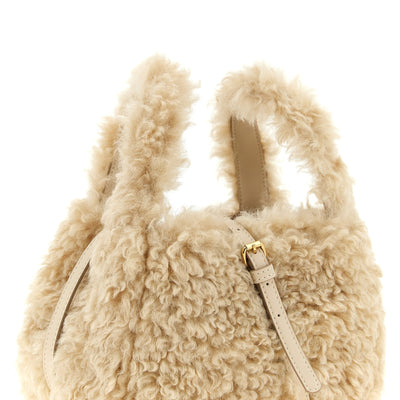 Stella Mccartney Shearling Logo Shoulder Bag