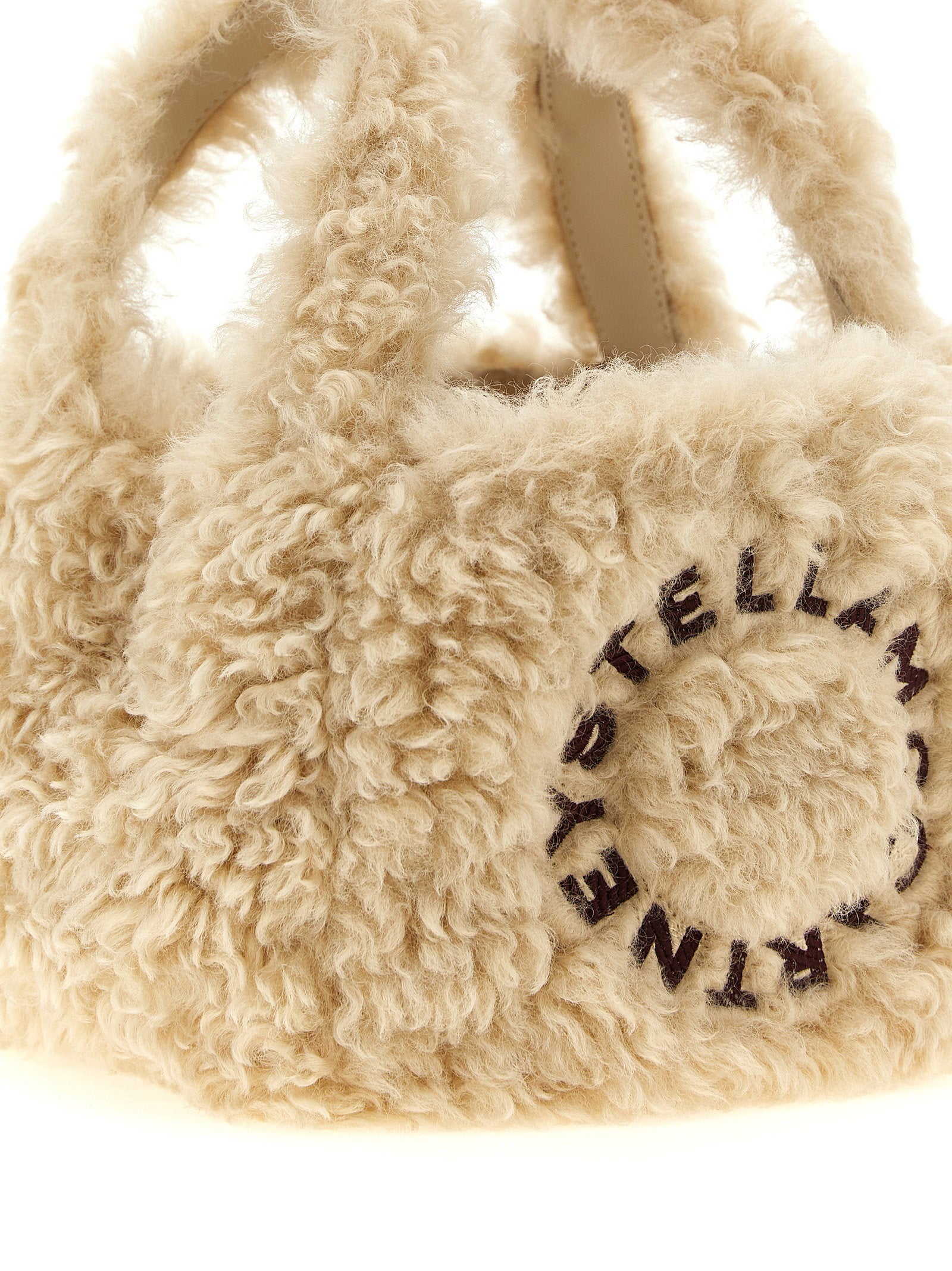 Stella Mccartney Shearling Logo Shoulder Bag