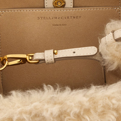 Stella Mccartney Shearling Logo Shoulder Bag