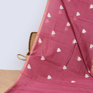 Redheart motifs chanderi cotton saree with self zari border & striped zari pallu