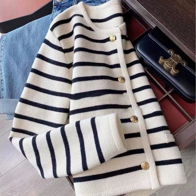 Marietta Striped Woolen Cardigan
