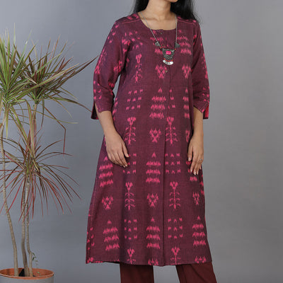 Cotton pochampally ikkat kurta