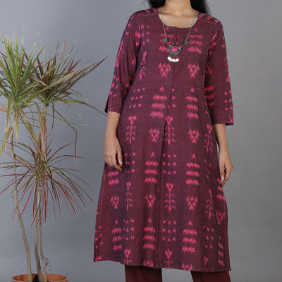 Cotton pochampally ikkat kurta