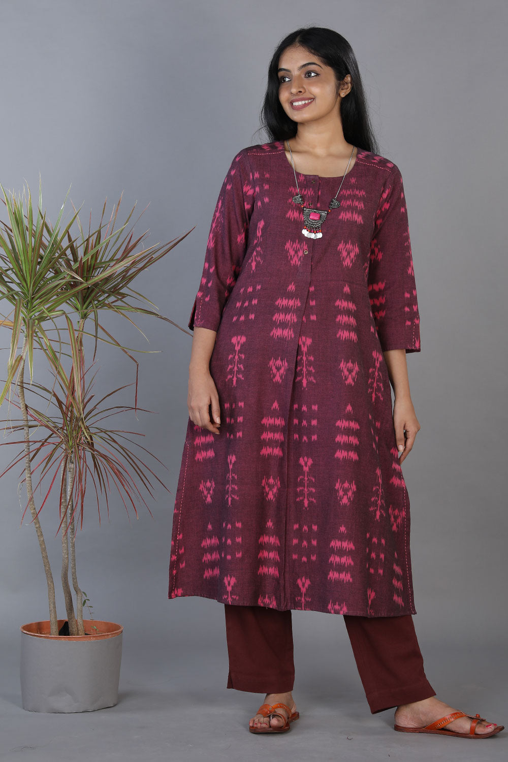 Cotton pochampally ikkat kurta