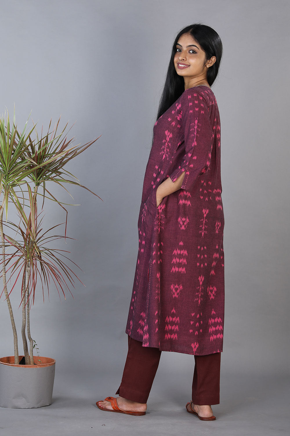 Cotton pochampally ikkat kurta