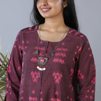 Cotton pochampally ikkat kurta