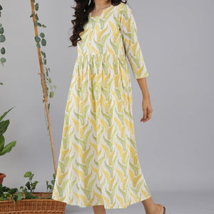 Gathered cotton handblock printed kurti