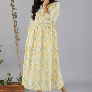 Gathered cotton handblock printed kurti