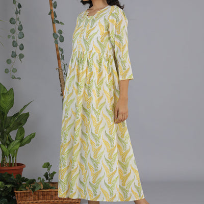 Gathered cotton handblock printed kurti