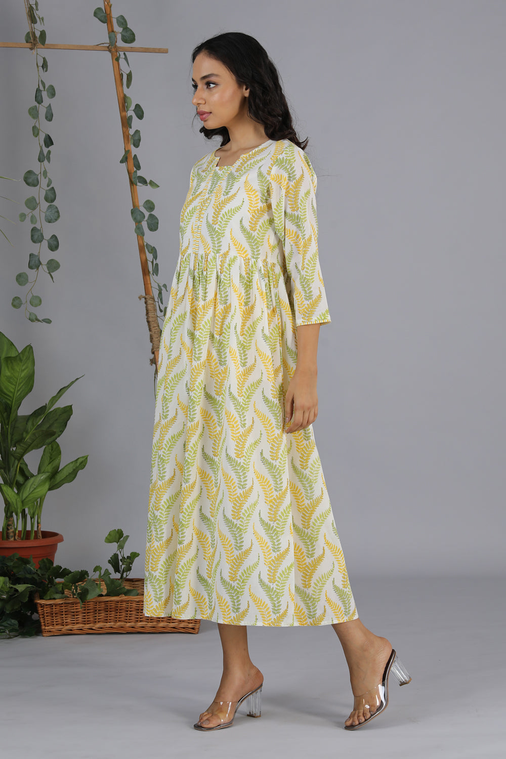 Gathered cotton handblock printed kurti