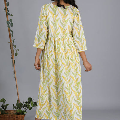 Gathered cotton handblock printed kurti