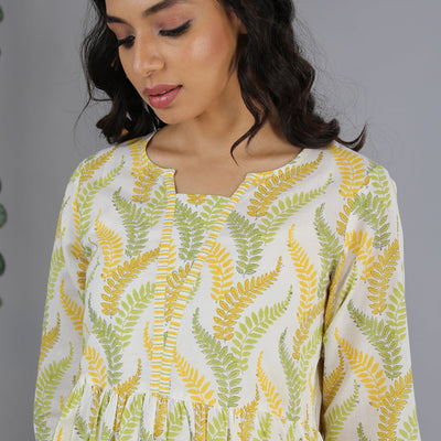Gathered cotton handblock printed kurti