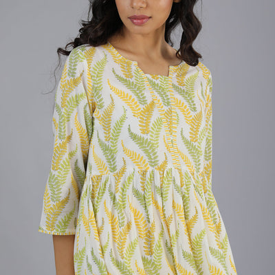 Gathered cotton handblock printed kurti