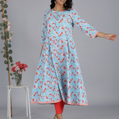 Handblock printed long kurti