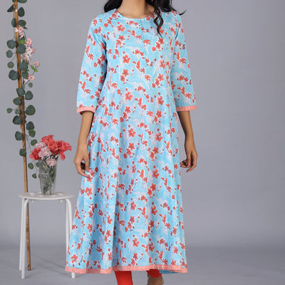 Handblock printed long kurti